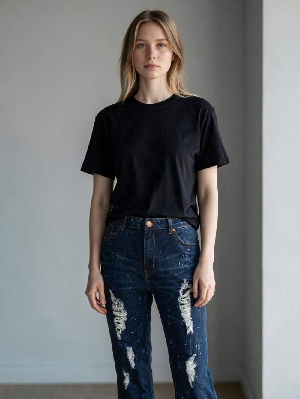 VIP Jeans Distressed Ripped With White Splatter Pattern - Women's Size 15/16